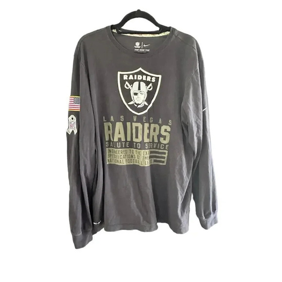 Nike Dri-Fit Gray NFL Team Apparel Las Vegas Raiders Long Sleeve T-Shirt Size XL - Picture 1 of 8